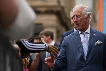Britain's Prince Charles visits the Festival Site at Victoria Square before the opening ceremony of the Commonwealth Games, in Birmingham, England, Thursday July 28, 2022.  (AP Photo/RSS)