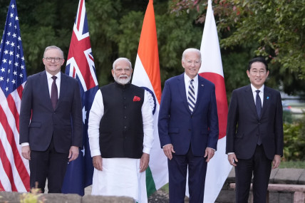 (From L) Albanese, Modi, Biden and Kishida