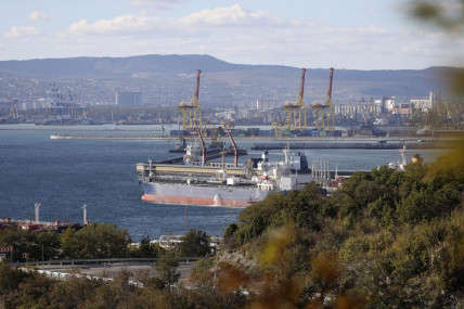 FILE An oil tanker is moored at the Sheskharis complex, part of Chernomortransneft JSC, a subsidiary of Transneft PJSC, in Novorossiysk, Russia, Tuesday, Oct. 11, 2022, one of the largest facilities for oil and petroleum products in southern Russia. AP/RSS Photo