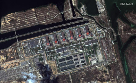 This satellite image provided by Maxar Technologies shows the Zaporizhzhia nuclear plant in Russian occupied Ukraine, Friday, Aug. 19, 2022. AP/RSS Photo