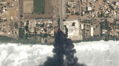 This satellite photo by Planet Labs PBC shows fires burning near a hospital in Khartoum, Sudan, Sunday April 16, 2023.  AP/RSS Photo