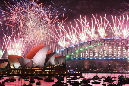 Fireworks explode over the Sydney Opera House and on the Harbour Bridge as part if New Year's Eve celebrations in Sydney, Monday, Jan. 1, 2024. AP/RSS Photo