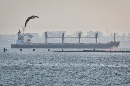 The ship Navi-Star carrying a load of corn starts its way from the port in Odesa, Ukraine, Friday, Aug. 5, 2022.  AP/RSS Photo