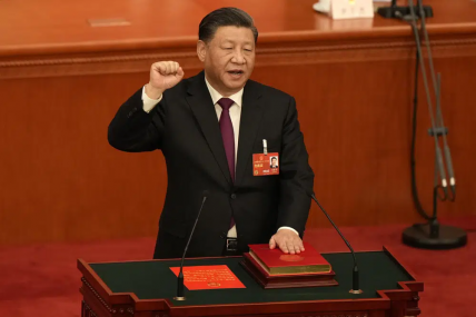 Chinese President Xi Jinping takes his oath after he is unanimously elected as President during a session of China's National People's Congress (NPC) at the Great Hall of the People in Beijing, Friday, March 10, 2023. Chinese leader Xi Jinping was awarded a third five-year term as president on Friday, putting him on track to stay in power for life. AP/RSS Photo