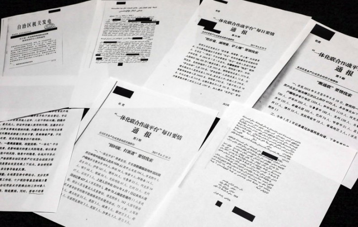 A sample of classified Chinese government documents leaked to a consortium of news organizations, is displayed for a picture in New York, Friday, Nov. 22, 2019.