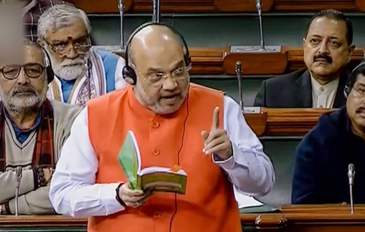 Indian Home Minister Amit Shah speaks during the debate on the Citizenship (Amendment) Bill in the Lok Sabha. Photo: PTI