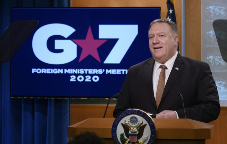 Secretary of State Mike Pompeo speaks during a news conference at the State Department on Wednesday, March 25, 2020, in Washington.