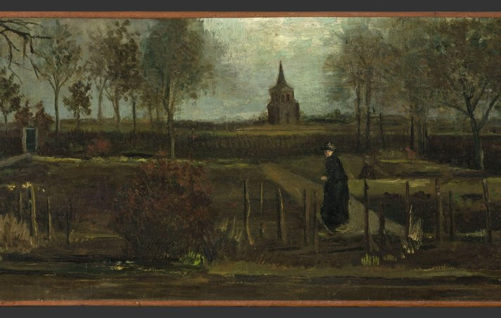 This image released by the Gronninger Museum on Monday March 30, 2020, shows Dutch master Vincent van Gogh's painting titled "The Parsonage Garden at Nuenen in Spring" which was stolen from t