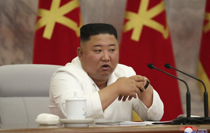 In this photo provided by the North Korean government, North Korean leader Kim Jong Un attends a Politburo meeting of the Central Committee of the Workers' Party of Korea in Pyongyang, North 