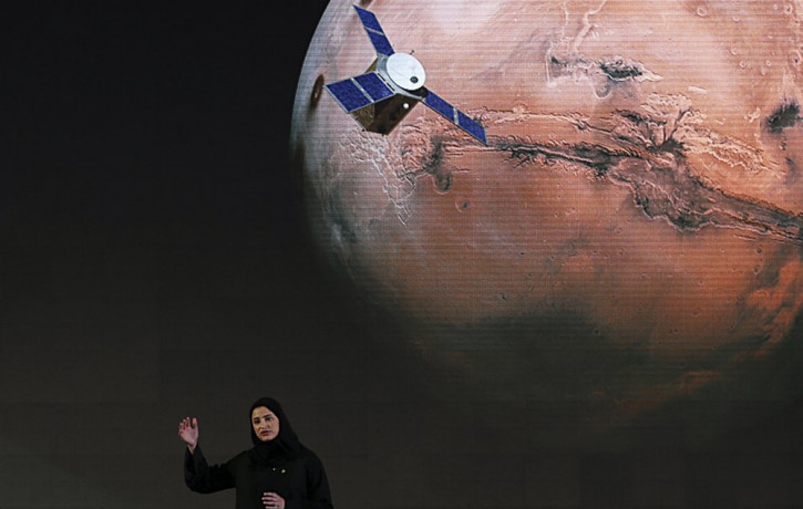 In this Wednesday, May 6, 2015 file photo, Sarah Amiri, deputy project manager of the UAE Mars mission, talks about the project named "Hope," or "al-Amal" in Arabic, which is scheduled for la