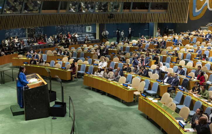 In this Sept. 27, 2019, file photo, Vice President of Venezuela Delcy Rodriguez addresses the 74th session of the United Nations General Assembly at the U.N. headquarters.