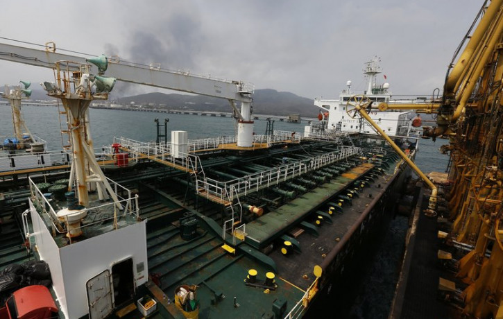 In this May 25, 2020 file photo, the Iranian oil tanker Fortune is anchored at the dock of the El Palito refinery near Puerto Cabello, Venezuela.