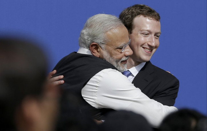 File Photo of Narendra Modi and Mark Zuckerberg of Facebook at the latter's headquarters in California.