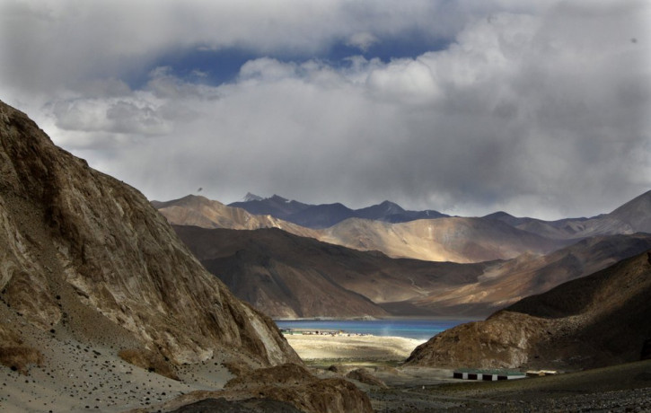 In this Sept. 14, 2017, file photo, Pangong Tso lake is seen near the India China border in India's Ladakh area.