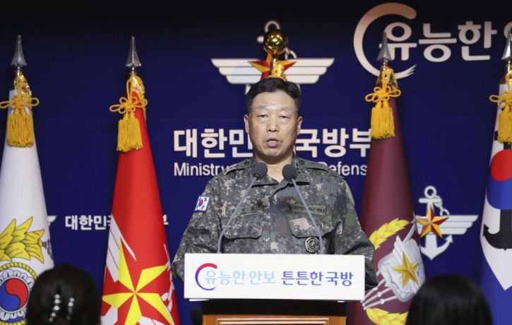 Lt. Gen. Ahn Young Ho, a top official at the South Korean military's office of the Joint Chiefs of Staff, speaks during a press conference at the Defense Ministry in Seoul, South Korea, Thurs