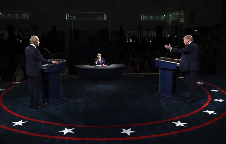 us President Donald Trump and Democratic presidential candidate former Vice President Joe Biden participate in the first presidential debate Tuesday, Sept. 29, 2020, at Case Western Universit