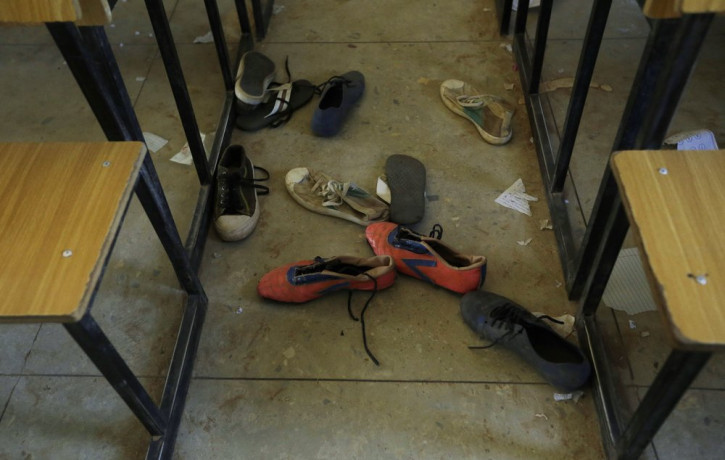 Shoes of the kidnapped students from Government Science Secondary School are seen inside their class room Kankara, Nigeria, Wednesday, Dec. 16, 2020.