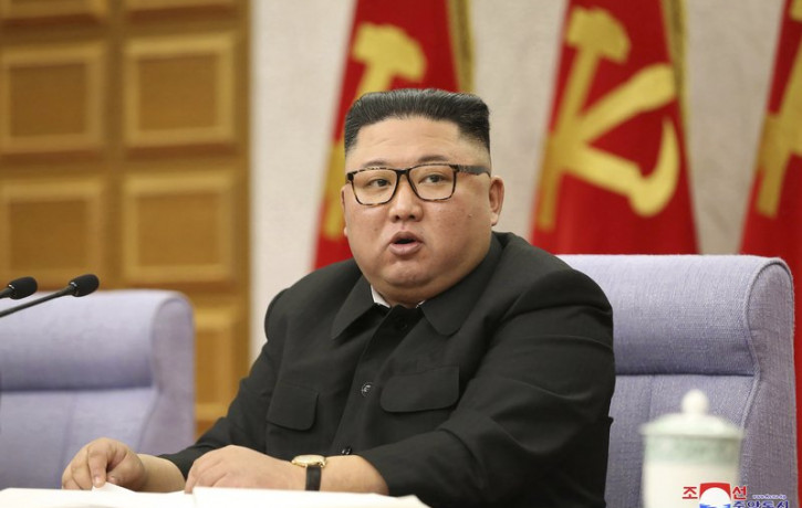 In this photo taken during a four-day meeting held from Feb. 8, 2021 until Feb. 11, 2021, North Korean leader Kim Jong Un attends at a meeting of Central Committee of Worker’s Party of Korea 