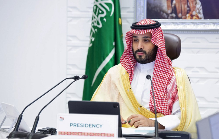 In this Sunday, Nov. 22, 2020, file photo, Saudi Arabia's Crown Prince Mohammed bin Salman attends a virtual G-20 summit held over video conferencing, in Riyadh, Saudi Arabia.