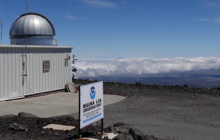 This 2019 photo provided by NOAA shows the Mauna Loa Atmospheric Baseline Observatory, high atop Hawaii's largest mountain in order to sample well-mixed background air free of local pollution