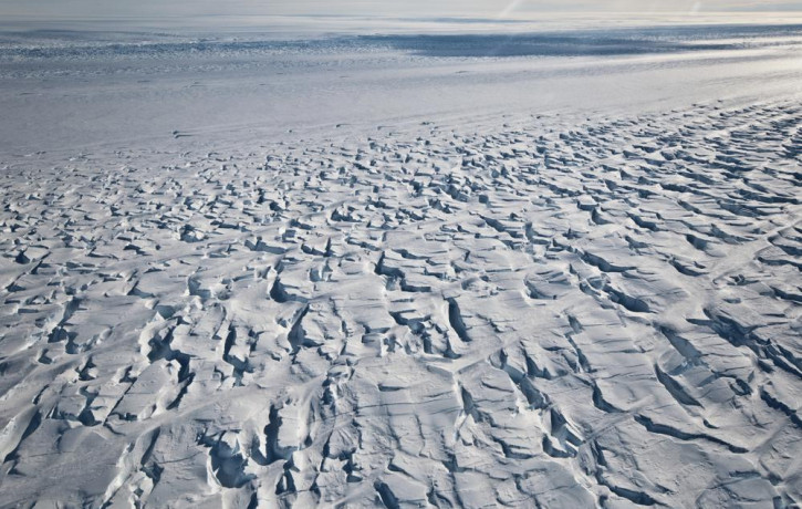 This January 2010 photo provided by Ian Joughin shows the area near the grounding line of the Pine Island Glacier along its west side in Antarctica.