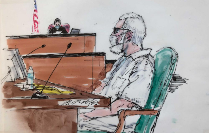 In this courtroom artist sketch Tahawwur Rana, appears during an extradition hearing in federal US court in Los Angeles, Thursday, June 24, 2021.