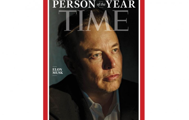 This photo provided by Time magazine shows Elon Musk on the cover of the magazine's Dec. 27 - Jan 3 double issue announcing Musk as their 2021 "Person of the Year."