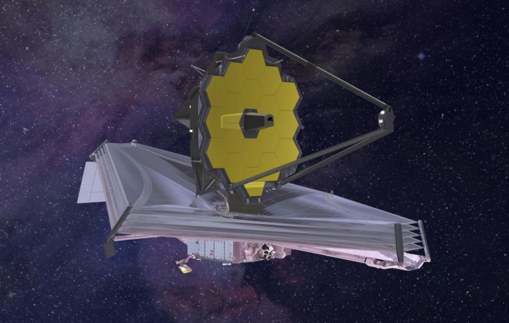 This 2015 artist's rendering provided by Northrop Grumman via NASA shows the James Webb Space Telescope.