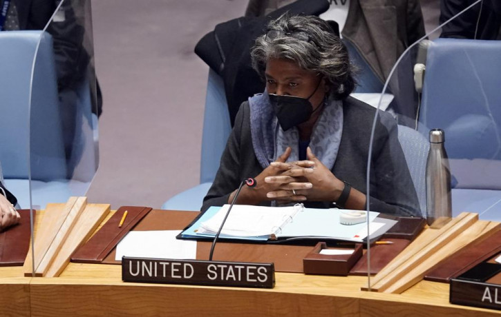 Linda Thomas-Greenfield, U.S. Ambassador to the United Nations, addresses the United Nations Security Council, before a vote, Monday, Jan. 31, 2022.