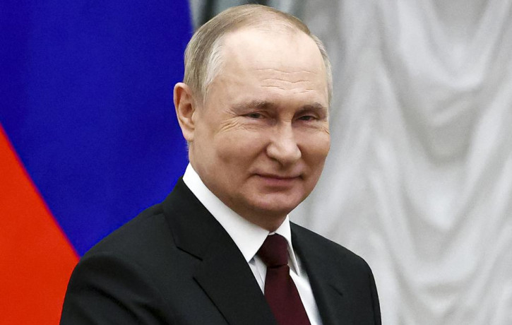 Russian President Vladimir Putin attends a ceremony to present the highest state awards in the Kremlin in Moscow, Russia, Wednesday, Feb. 2, 2022.