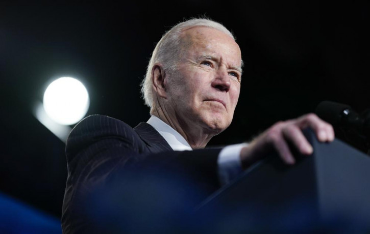 President Joe Biden speaks about the war in Ukraine at the North America's Building Trades Unions (NABTU) Legislative Conference at the Washington Hilton in Washington, Wednesday, April 6, 20