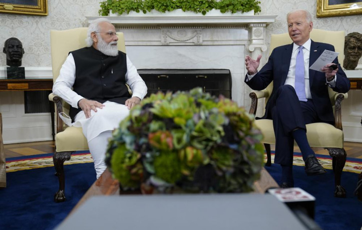 US President Joe Biden meets with Indian Prime Minister Narendra Modi in the Oval Office of the White House, Sept. 24, 2021, in Washington.