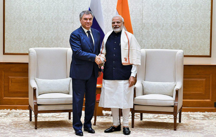 Russia's Chairman of the State Duma Viacheslav Volodin meets with Indian Prime Minister Narendra Modi in 2018. (CC BY 4.0) (duma.gov.ru, Wikimedia Commons)
