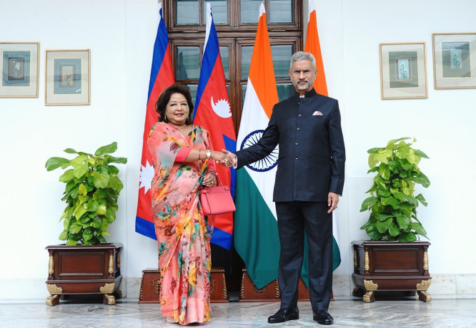 Minister for Foreign Affairs Arzu Rana Deuba (left) and Indian External Affairs Minister S Jaishankar (Photo: Foreign Minister's Secretariat)