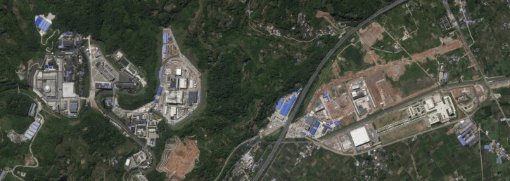 This satellite image from Planet Labs PBC shows the Nuclear Power Institute of China's Site No. 1, also known as Base 909, in Mucheng Township, Sichuan Province, China, July 5, 2023. (AP)