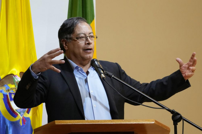 Colombia's President-elect Gustavo Petro speaks to students at Externado University in Bogota, Colombia, Tuesday, July 26, 2022. Petro gave a talk to students at his alma mater where he studied economics, ahead of his Aug 7 inauguration. (AP/RSS Photo)