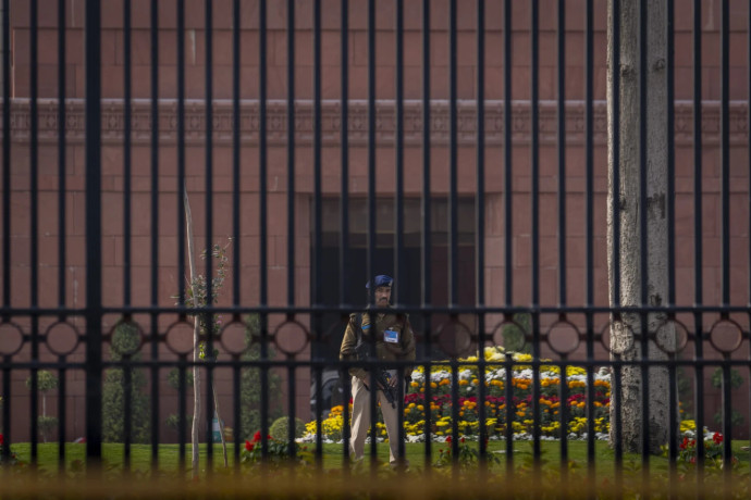 An Indian paramilitary soldier stands guard inside the premises of the parliament in New Delhi, India, Wednesday, Dec. 13, 2023. (AP/RSS Photo)