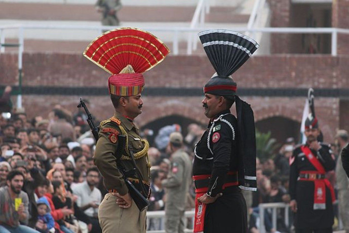 File Photo of Beating retreat ceremony at India-Pakistan border at Wahgah. India’s defence budget is ten times that of Pakistan's.