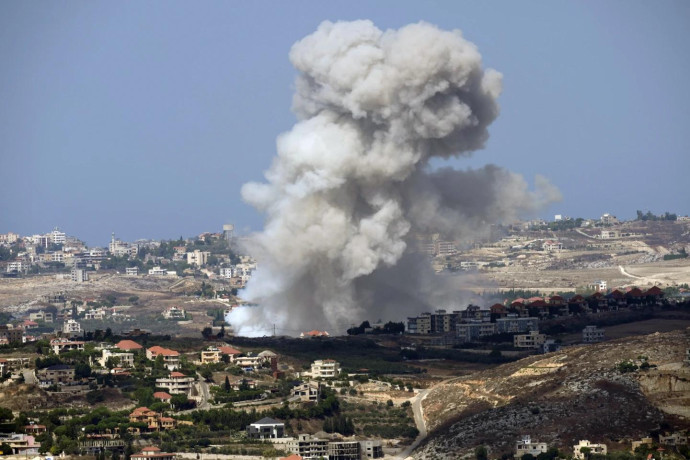 Smoke rises from Israeli shelling on villages in the Nabatiyeh district, seen from the southern town of Marjayoun, Lebanon, Monday, Sept. 23, 2024. (AP Photo)