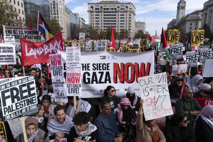 Protesters during a pro-Palestinian demonstration at Freedom Plaza in Washington, Saturday, Nov. 4, 2023. AP/RSS Photo