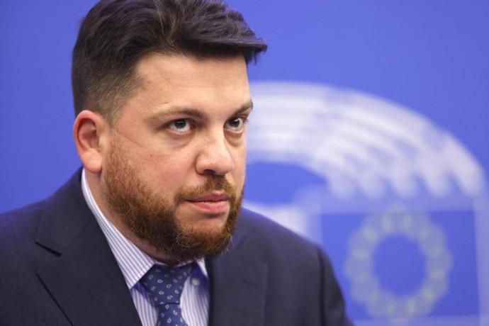 FILE - Leonid Volkov, chief of staff for the late Russian opposition leader Alexei Navalny watches a session of the European Parliament in Strasbourg, France, on Dec. 15, 2021. (AP Photo)