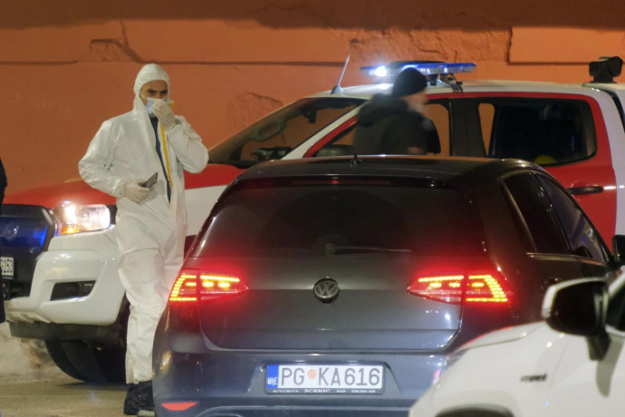 Police investigators work at the site of a shooting in Cetinje, 36 kilometers (22 miles) west of Podogrica, Montenegro, Wednesday, Jan 1, 2025. (AP Photo)