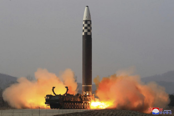 FILE - This photo distributed by the North Korean government shows what it says a test-fire of a Hwasong-17 intercontinental ballistic missile (ICBM), at an undisclosed location in North Korea on March 24, 2022. AP/RSS Photo