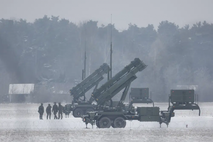 FILE - Patriot missile launchers acquired from the U.S. last year are seen deployed in Warsaw, Poland, on Feb. 6, 2023.  AP/RSS Photo