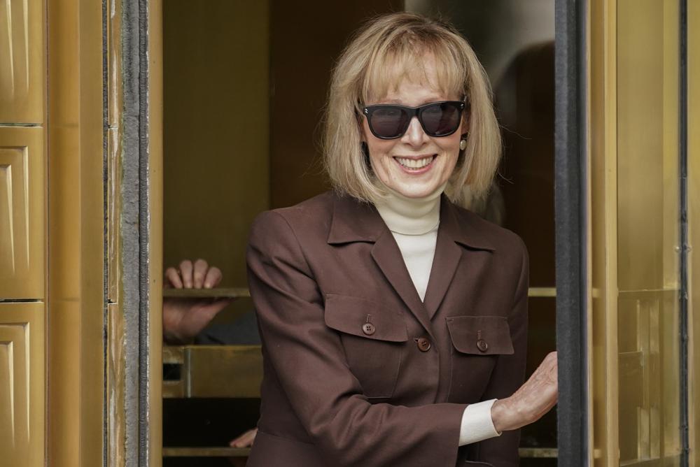 E. Jean Carroll, center, walks out of Manhattan federal court, Tuesday, May 9, 2023, in New York.  AP/RSS Photo