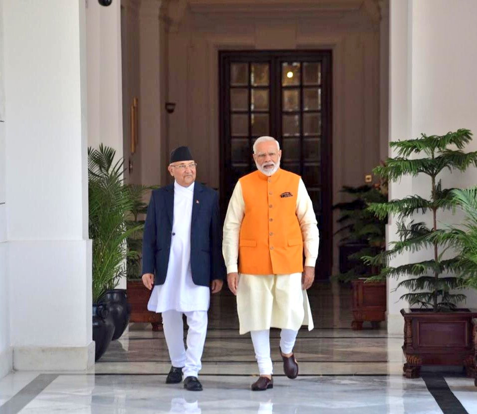 PM Oli meets Indian counterpart Modi