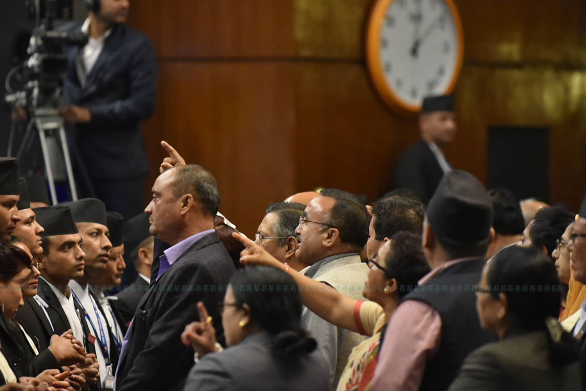 NC stops PM Oli from addressing parliament